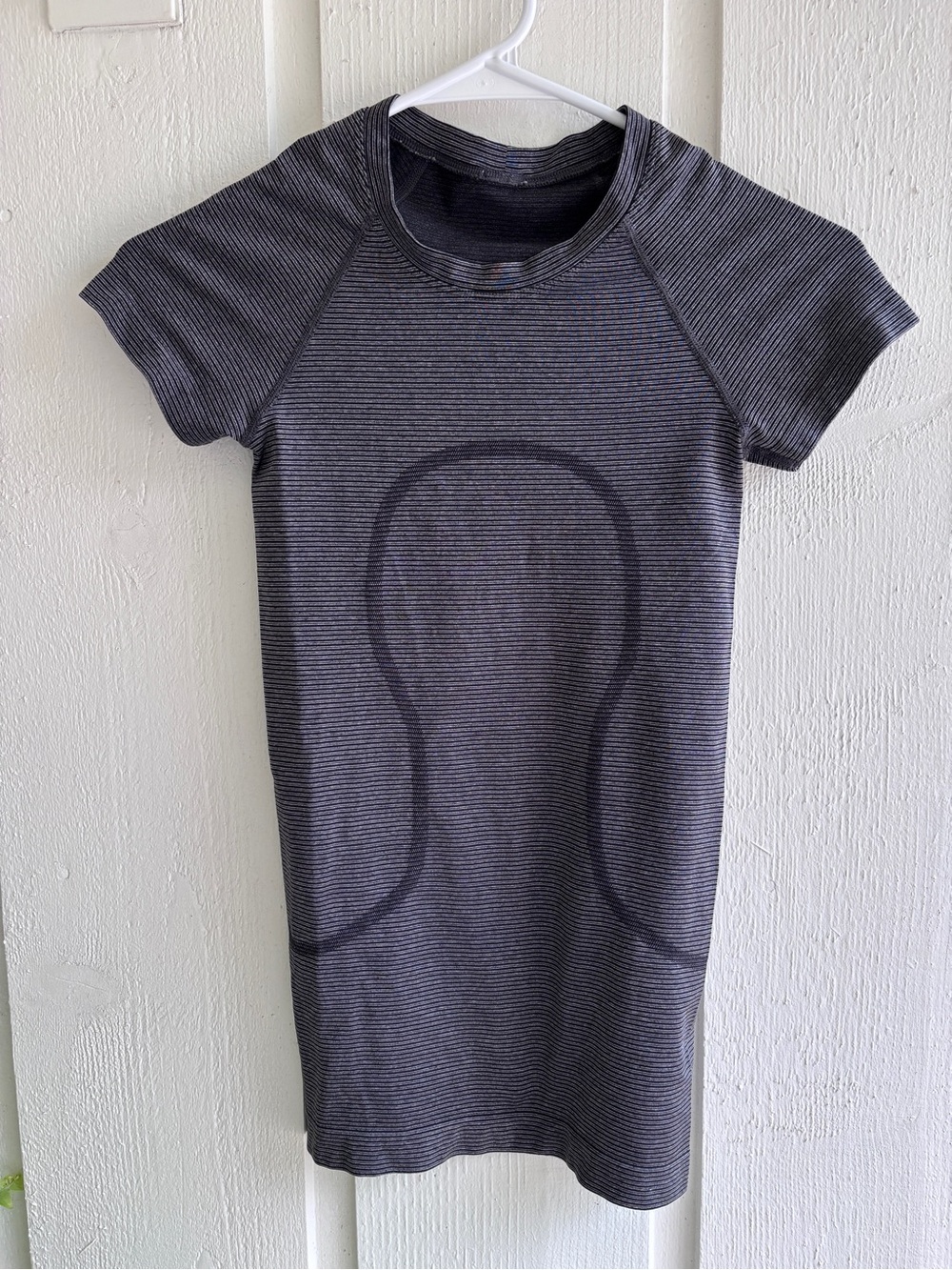 lululemon athletica Gray Striped Seamless Active Tee